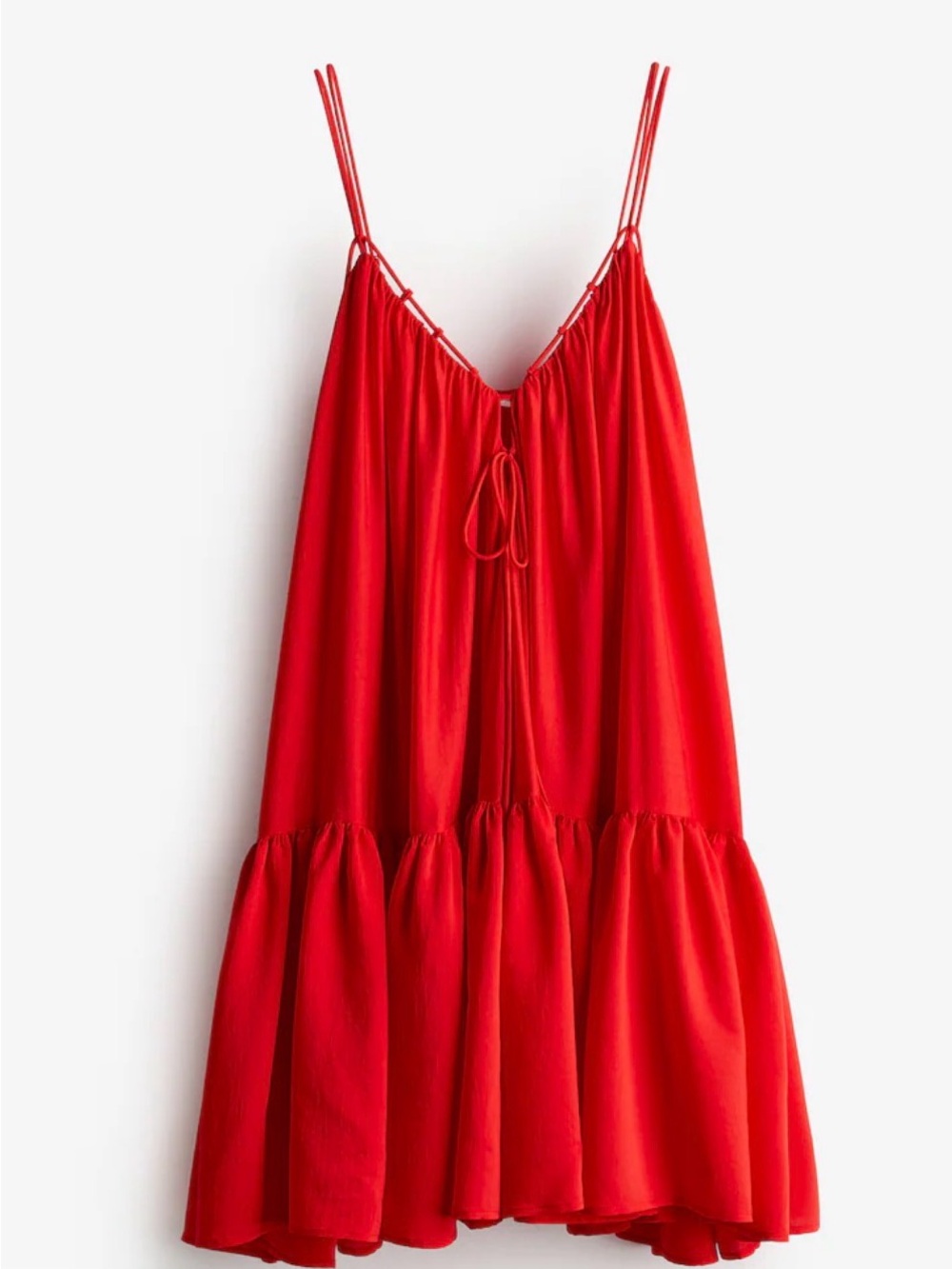 H&M Red Spaghetti-Strap Flared Sundress